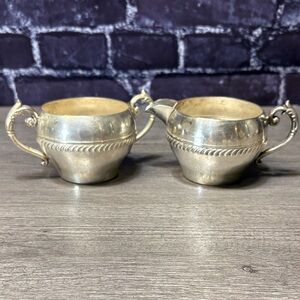 Vintage Fina Silver Plated Creamer and Sugar Set